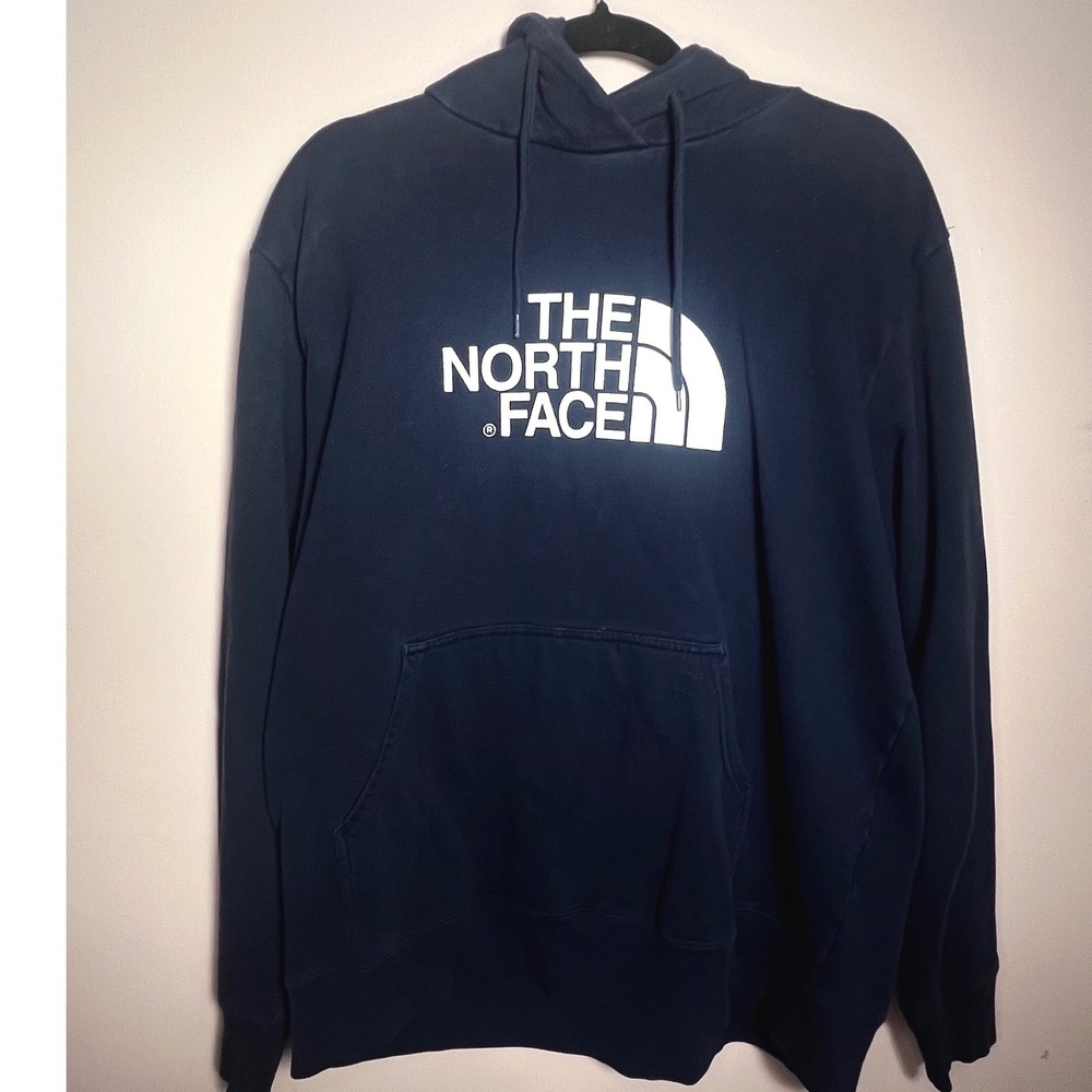 The North Face Navy Blue Hoodie Mens XLG Pullover Hooded Sweatshirt